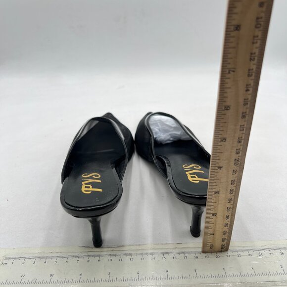 FYS Black Pointed Toe Mules Slip on Low Heels Formal Party Dance Shoes - Picture 4 of 7